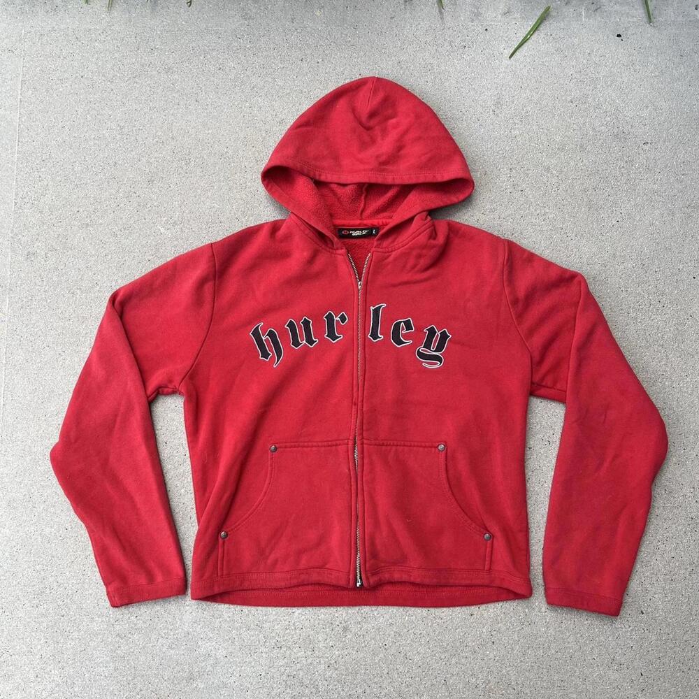 2000s Hurley Women's Red Hoody